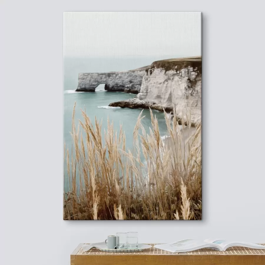 carta da parati Scogliere costiere con canneti in primo piano nr. s46141