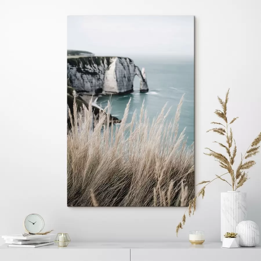 carta da parati Arco marino e roccioso, vista attraverso l'erba secca nr. s46142