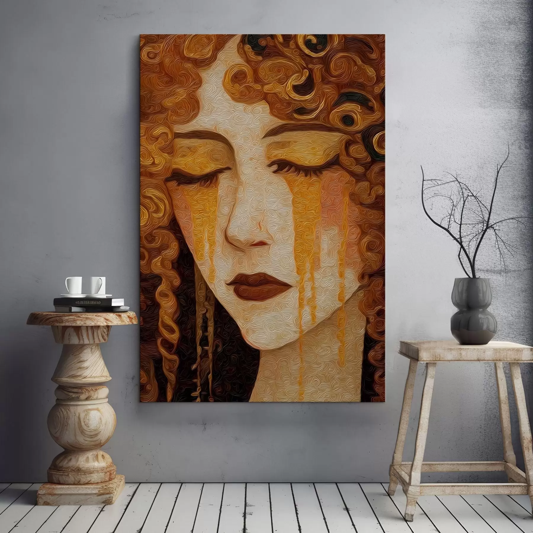 carta da parati Ritratto femminile con capelli rossi e trucco decorativo nr. s46149