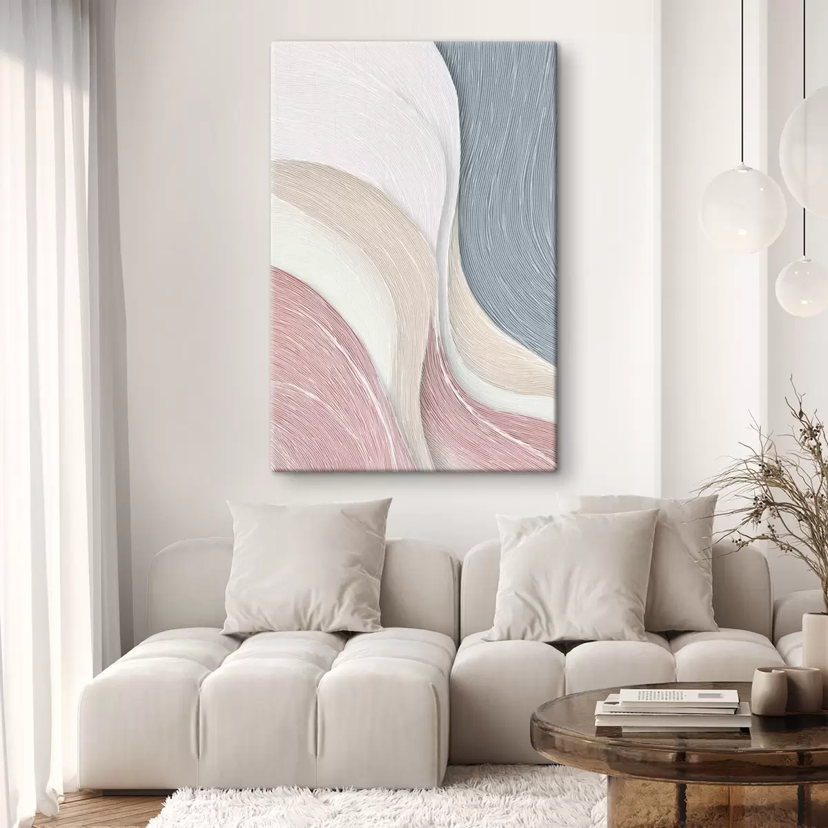 carta da parati Leggere onde astratte nei toni del rosa pallido e del grigio-bianco nr. s46153