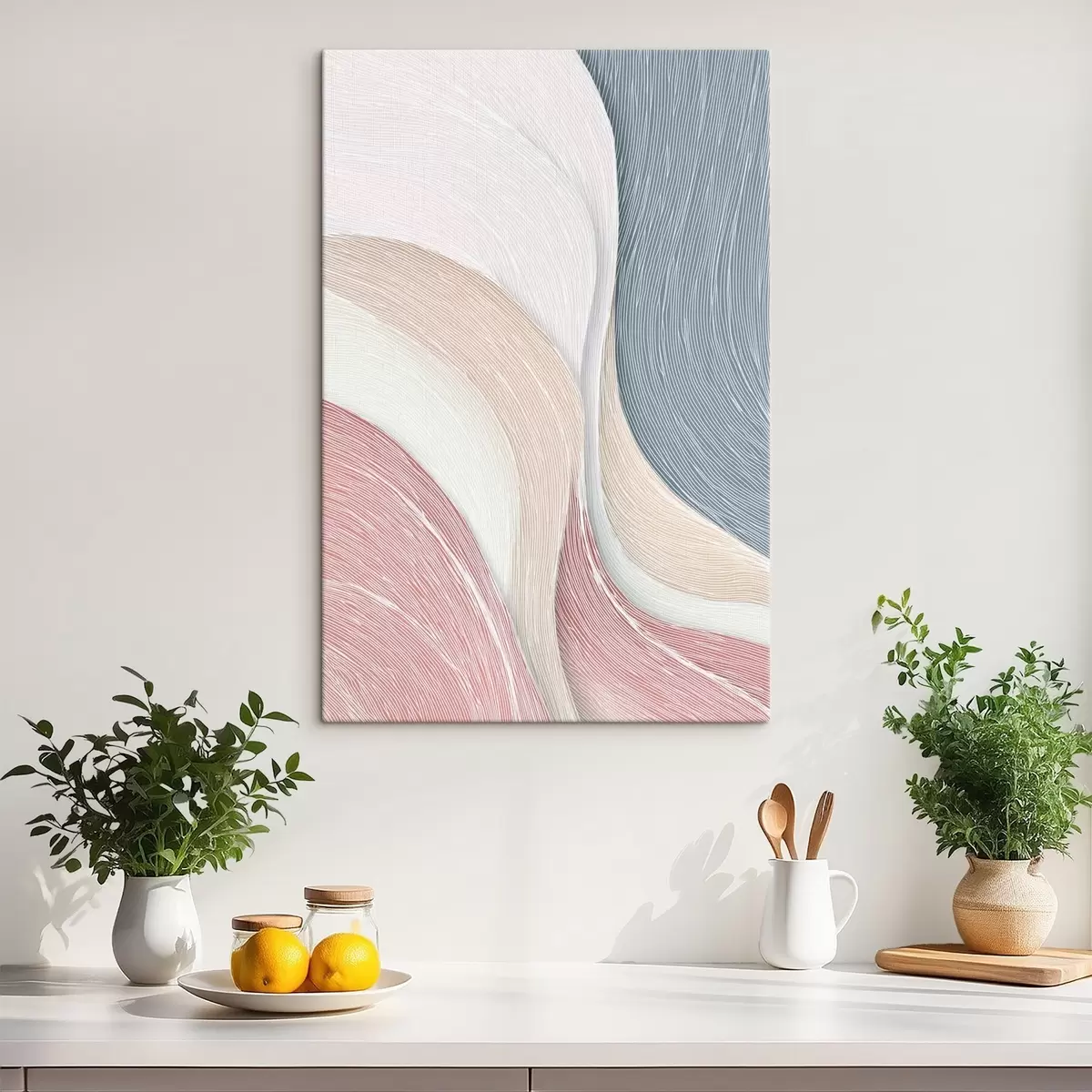 carta da parati Leggere onde astratte nei toni del rosa pallido e del grigio-bianco nr. s46153