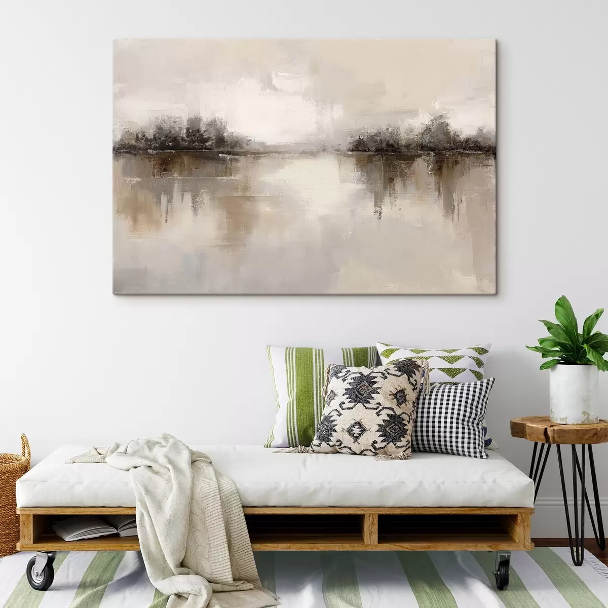 carta da parati Paesaggio morbido con un lago dai toni caldi beige-grigi nr. s46158