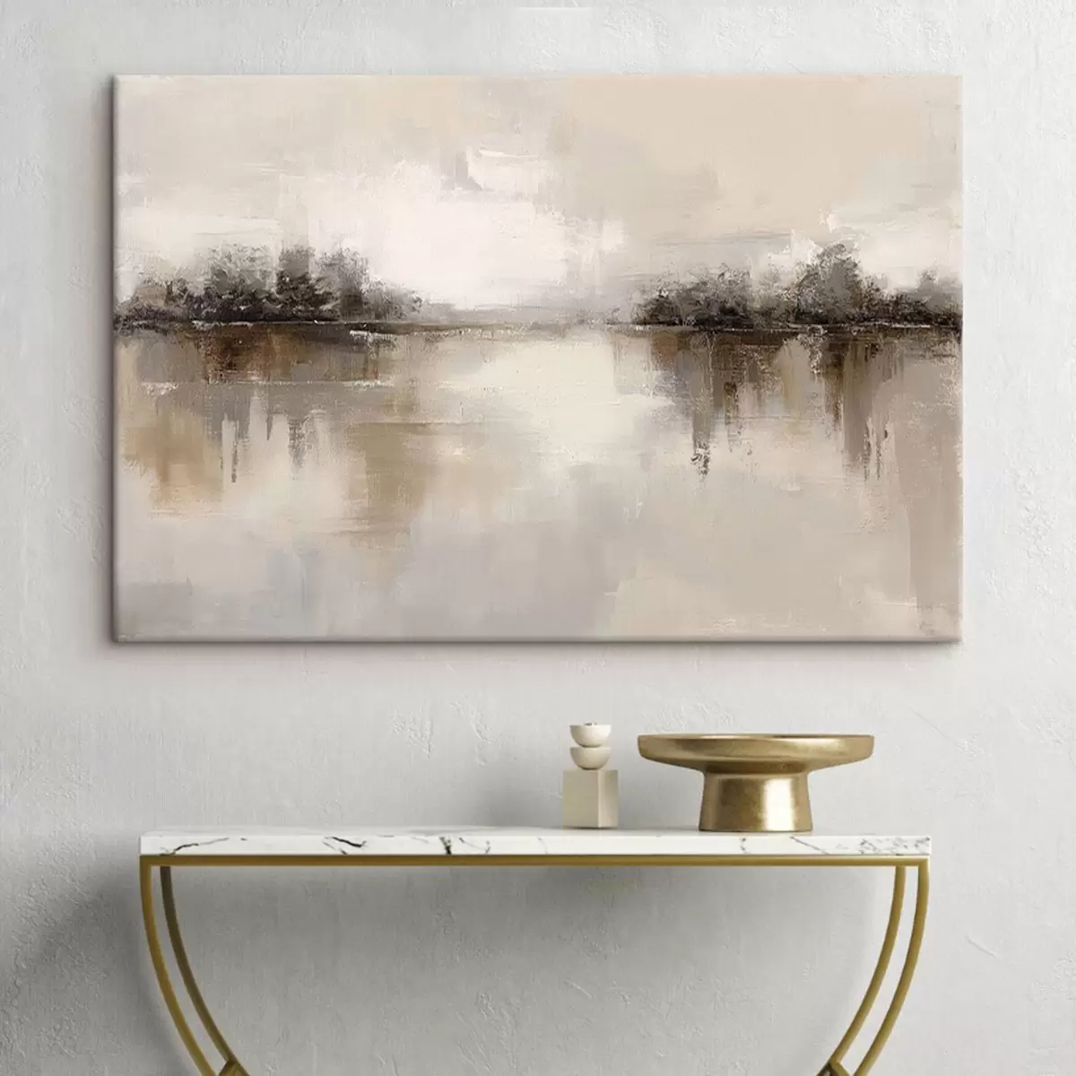 carta da parati Paesaggio morbido con un lago dai toni caldi beige-grigi nr. s46158