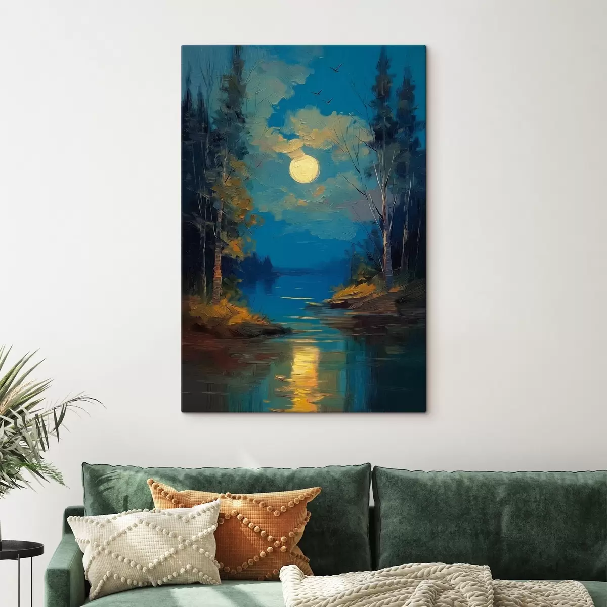 carta da parati Chiaro di luna su un fiume calmo tra i pini nr. s46164