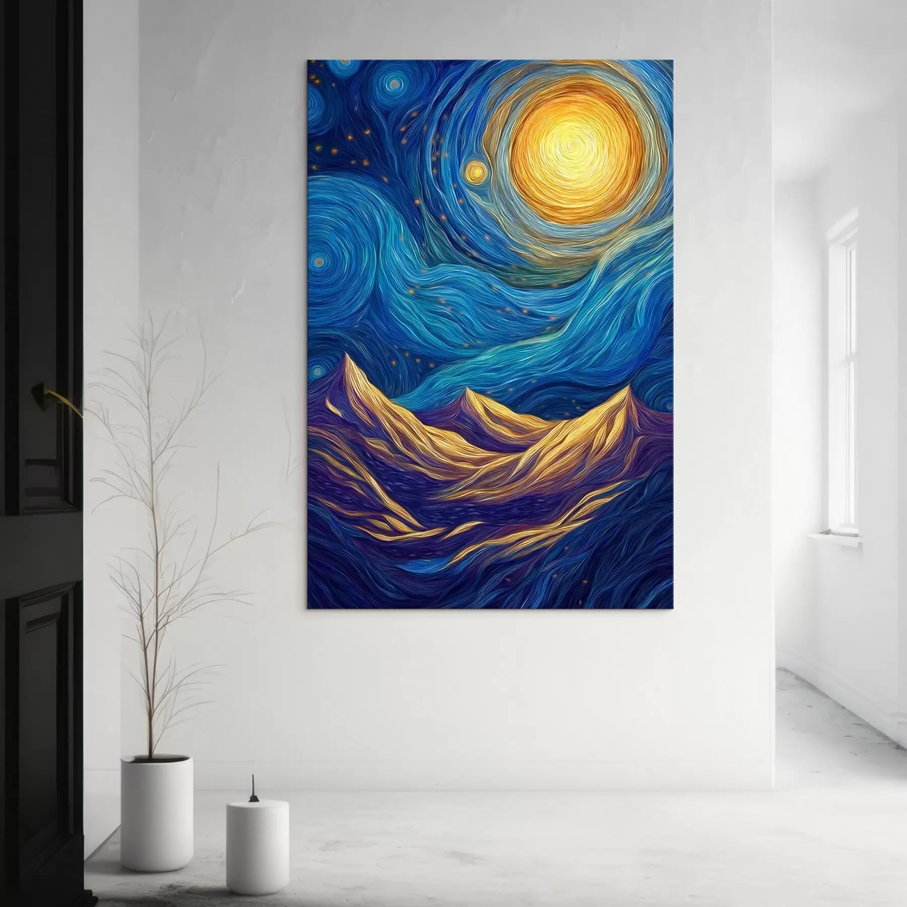 carta da parati Cielo stellato sopra le cime delle montagne nr. s46168