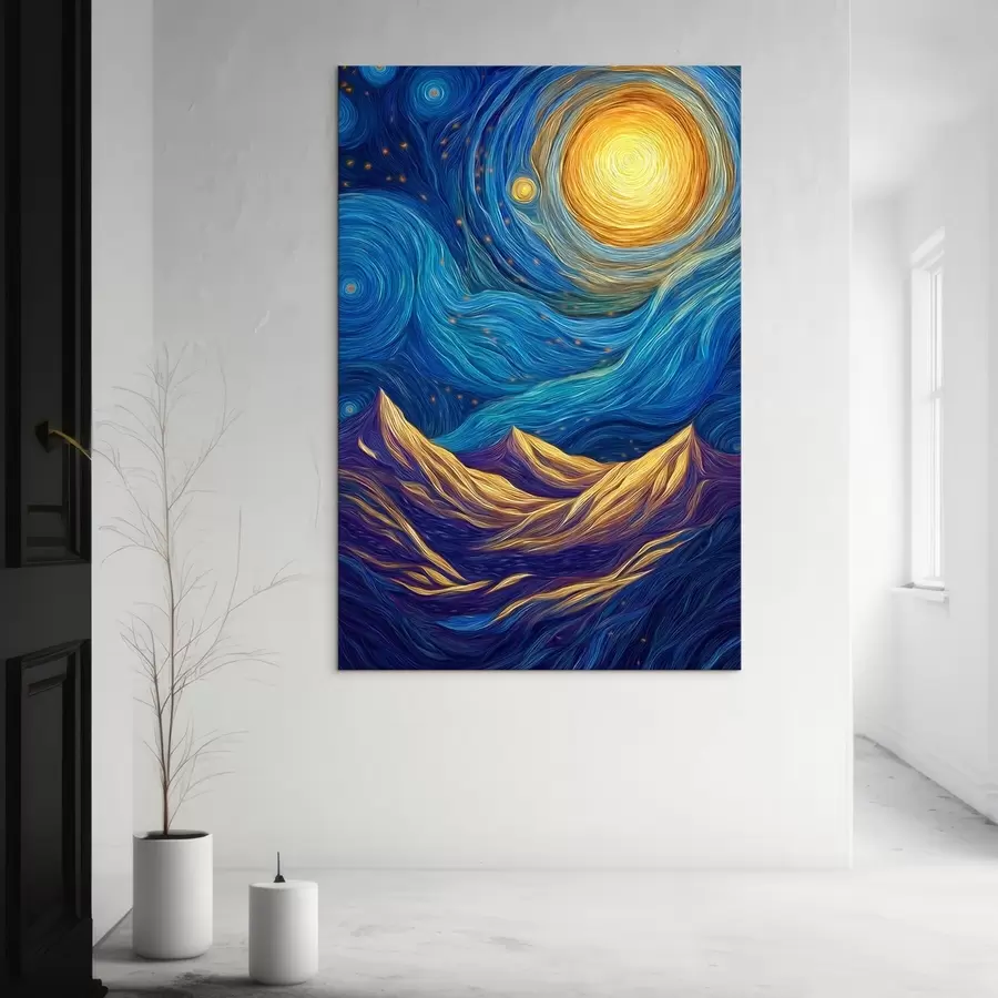 carta da parati Cielo stellato sopra le cime delle montagne nr. s46168