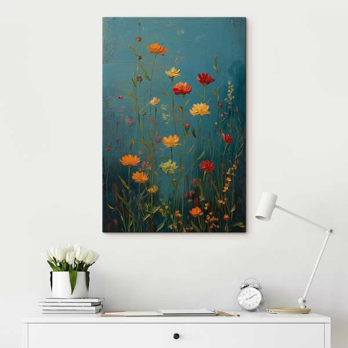 carta da parati Fiori selvatici su uno sfondo turchese intenso nr. s46169