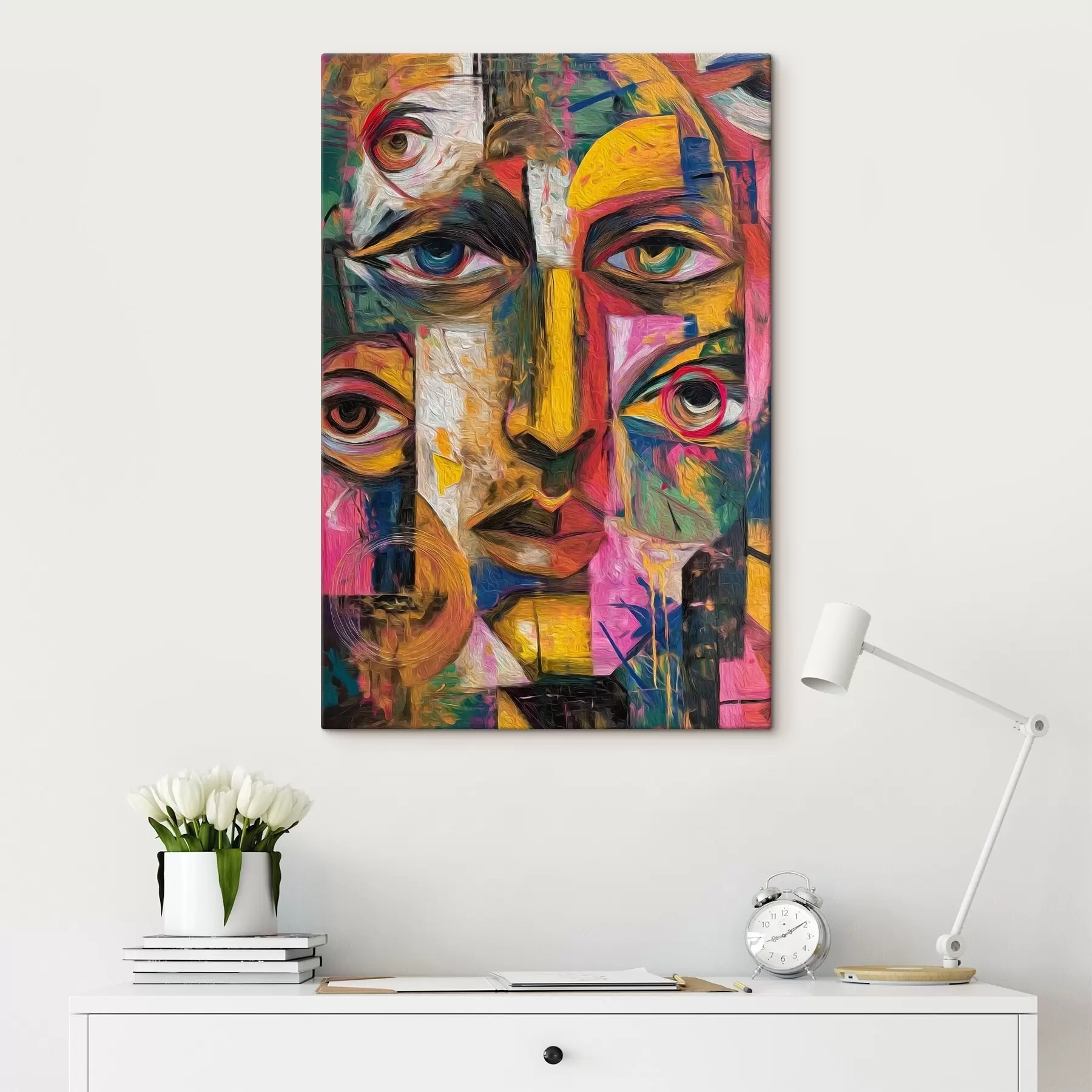 carta da parati Volto astratto con forme geometriche luminose nr. s46175