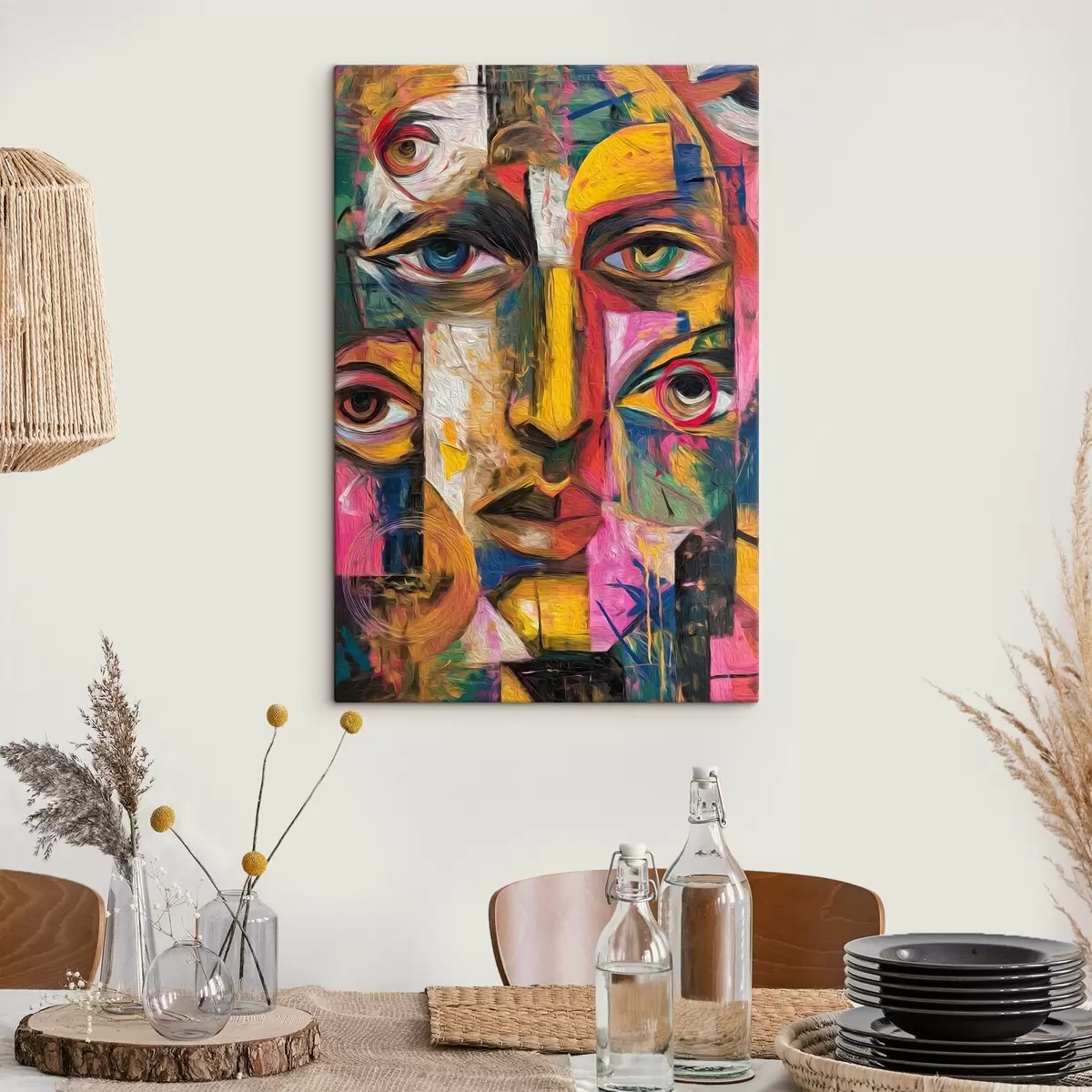 carta da parati Volto astratto con forme geometriche luminose nr. s46175