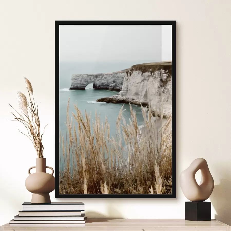 carta da parati Scogliere costiere con canneti in primo piano nr. f46141