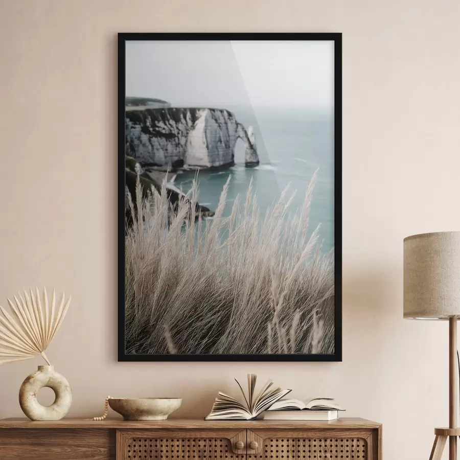 carta da parati Arco marino e roccioso, vista attraverso l'erba secca nr. f46142