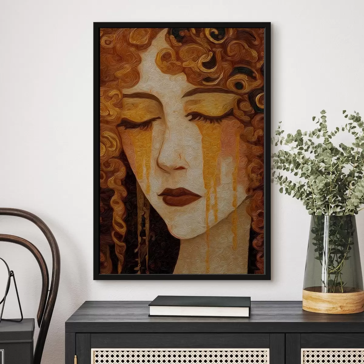 Poster Ritratto femminile con capelli rossi e trucco decorativo f46149