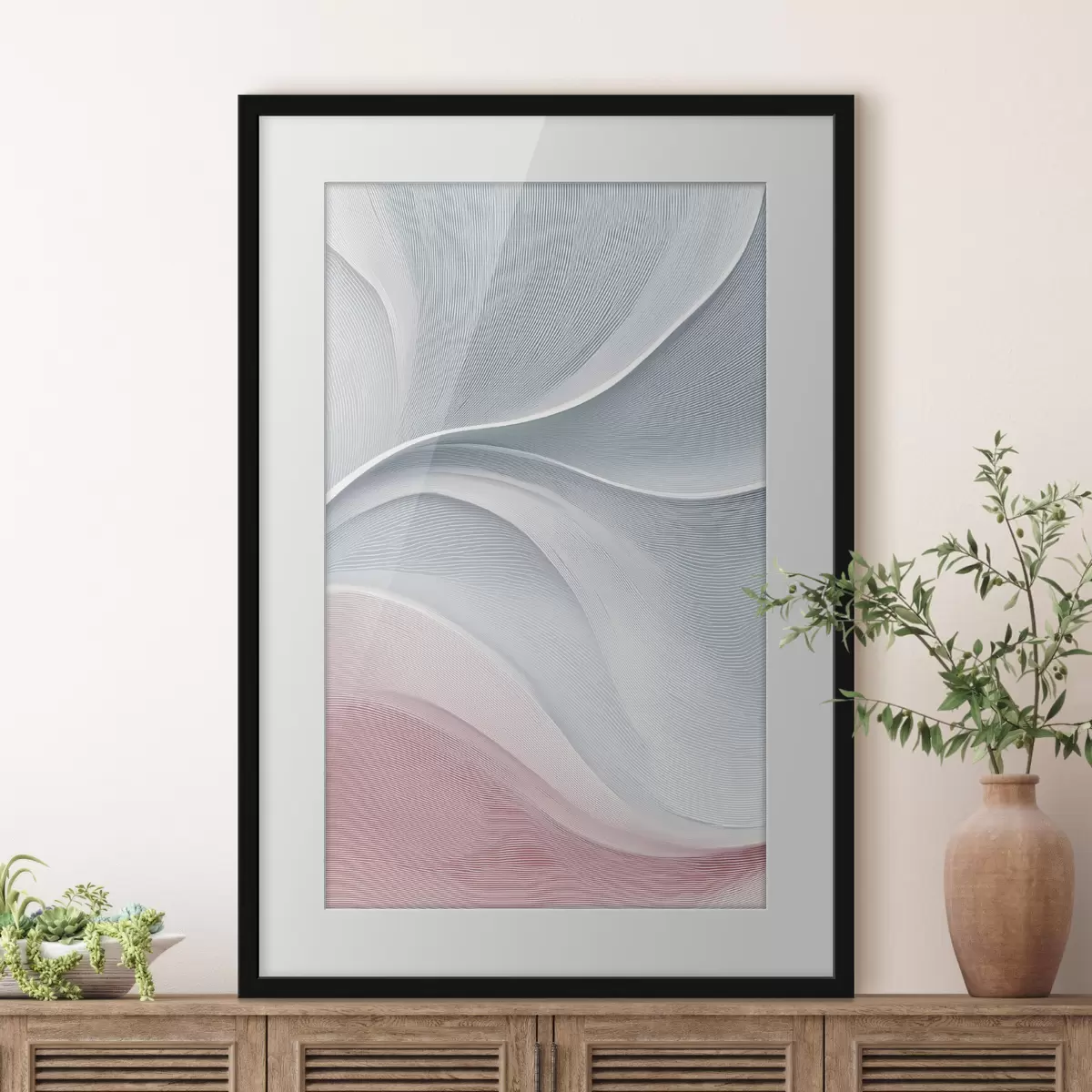 Poster Onde astratte nei toni caldi del rosa-beige f46152
