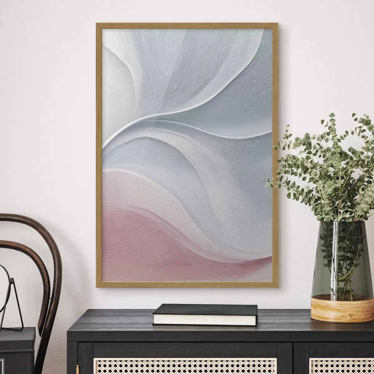 Poster Onde astratte nei toni caldi del rosa-beige f46152