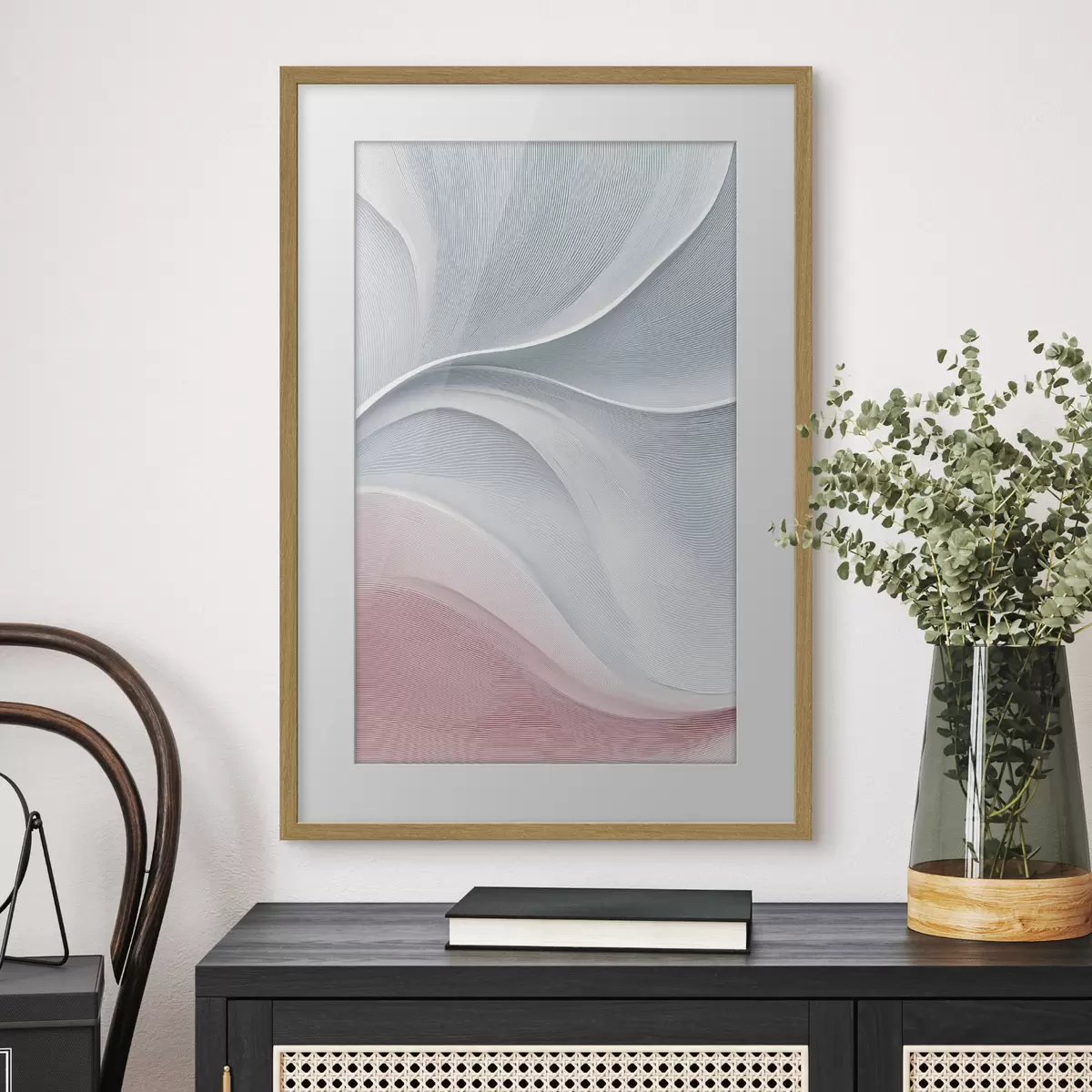 Poster Onde astratte nei toni caldi del rosa-beige f46152