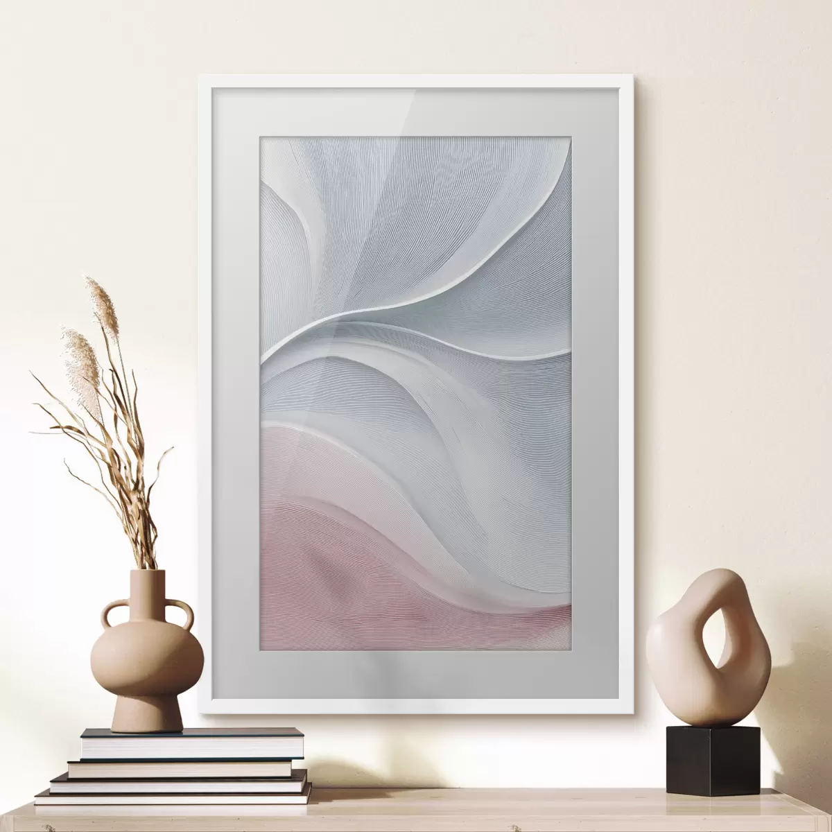 Poster Onde astratte nei toni caldi del rosa-beige f46152