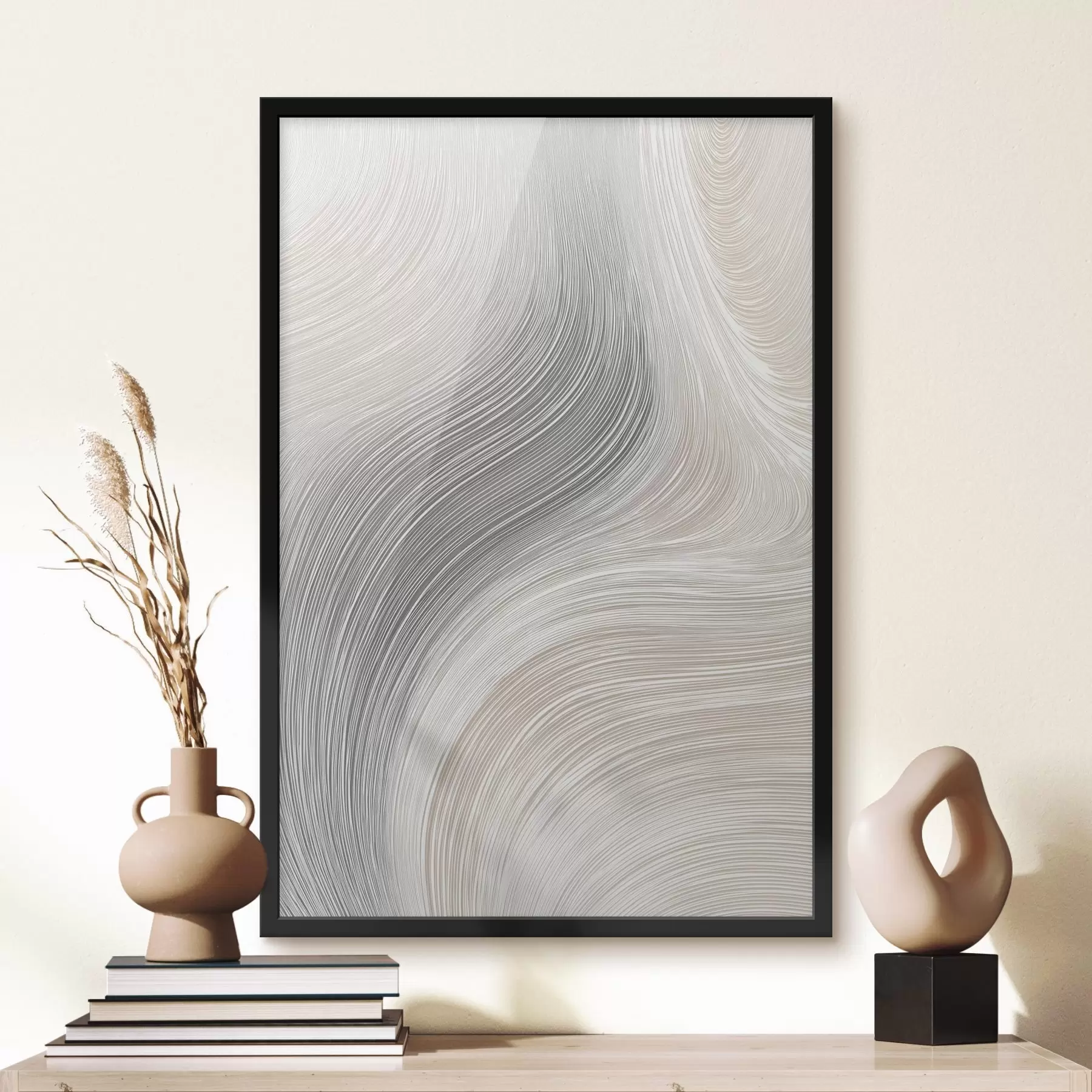 carta da parati Linee astratte e morbide in tonalità neutre nr. f46154