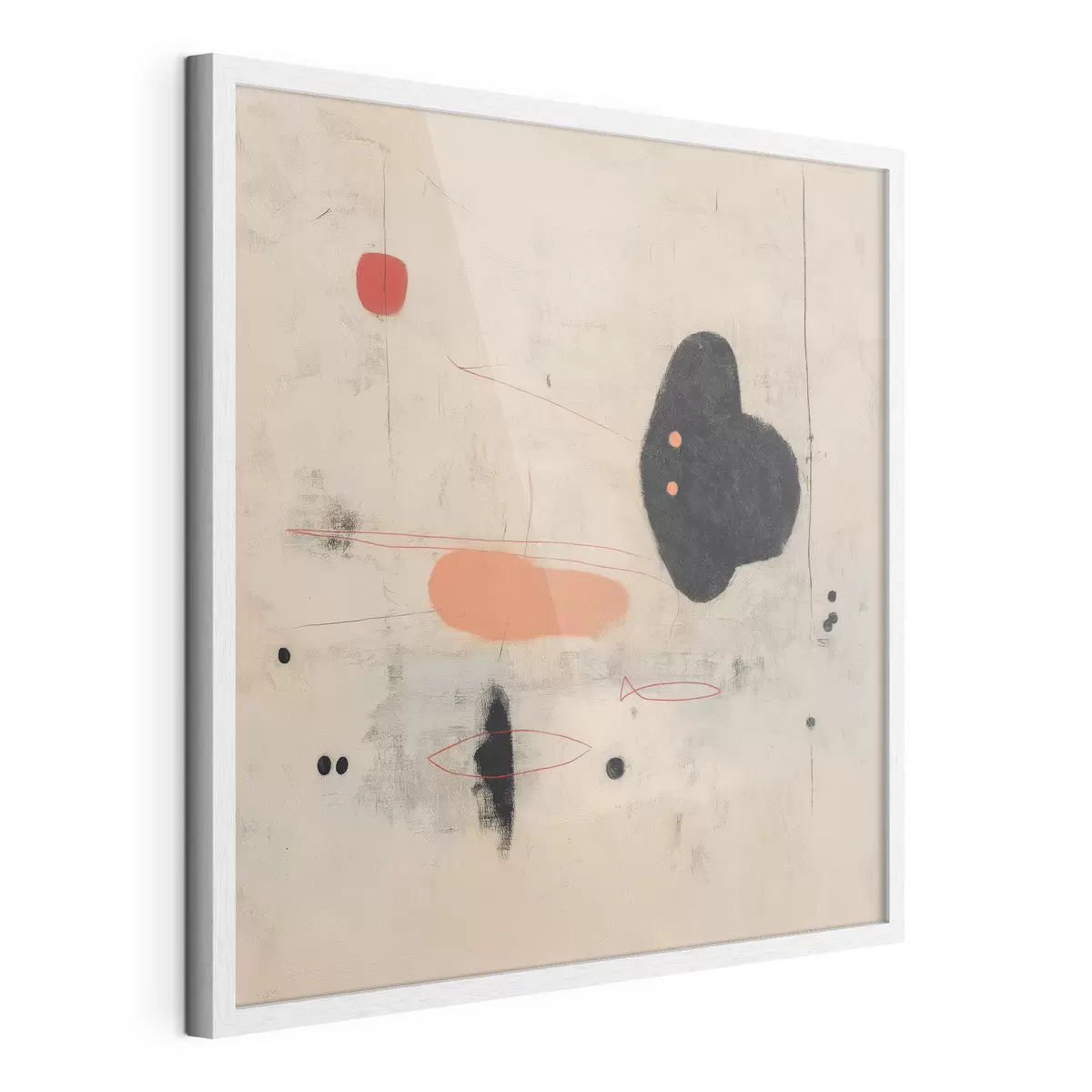 Poster Disegno astratto minimalista con accenti neri e corallo f46159