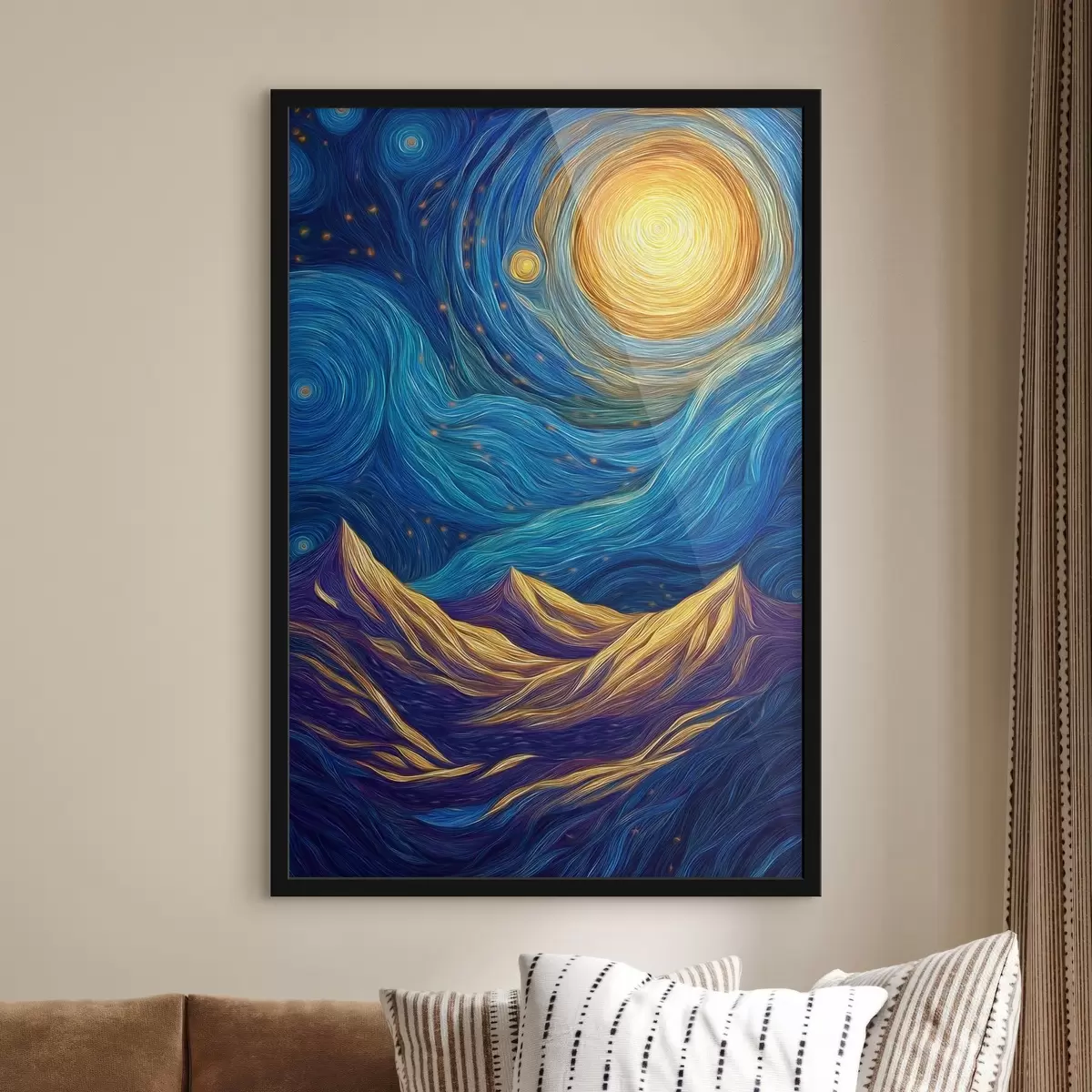 Poster Cielo stellato sopra le cime delle montagne f46168