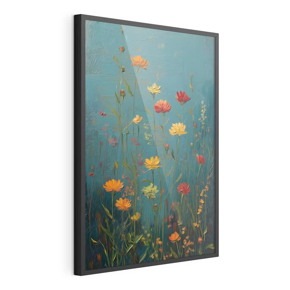 Poster Fiori selvatici su uno sfondo turchese intenso f46169