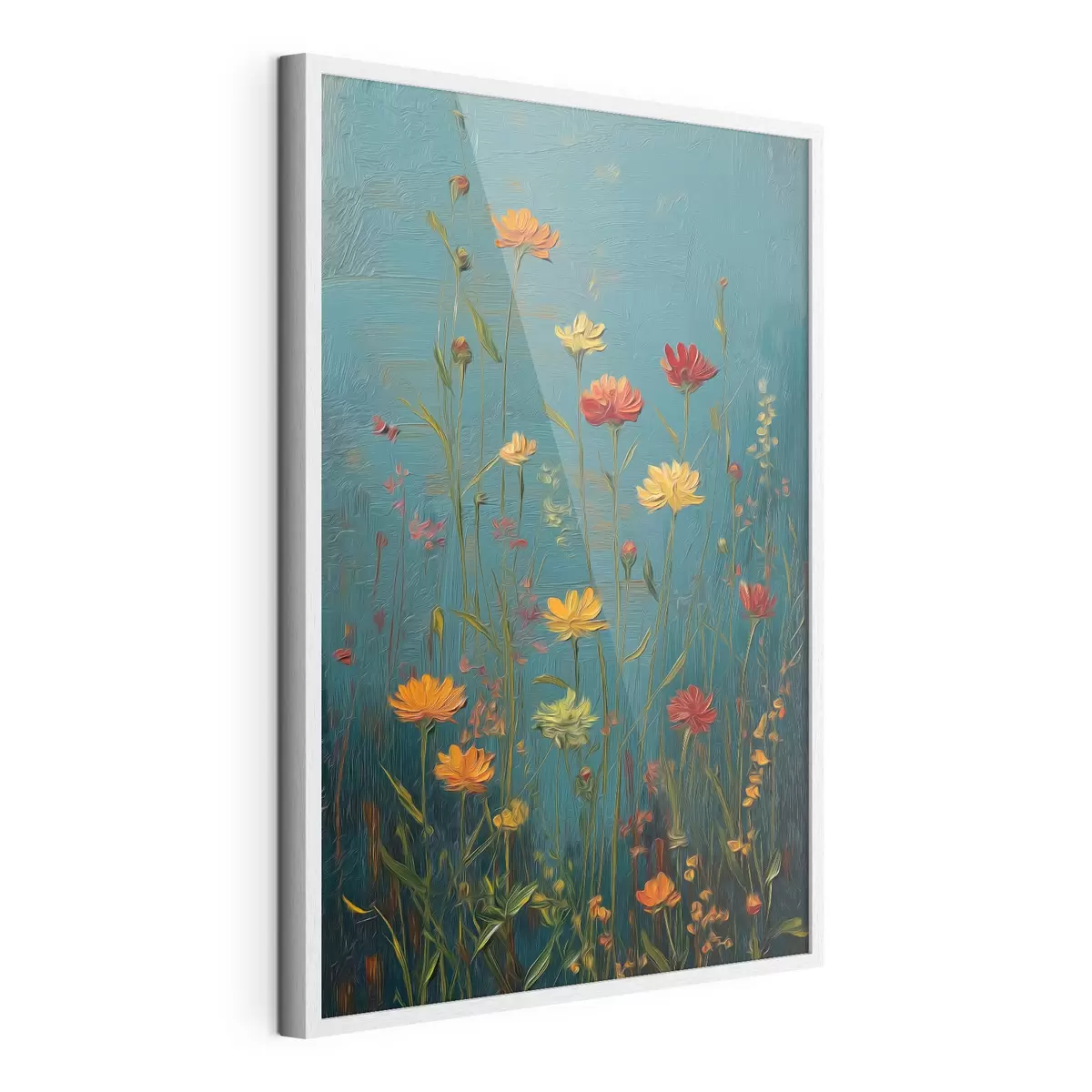 Poster Fiori selvatici su uno sfondo turchese intenso f46169