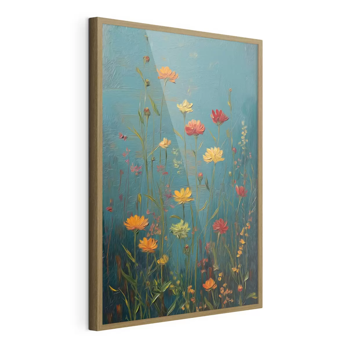 Poster Fiori selvatici su uno sfondo turchese intenso f46169