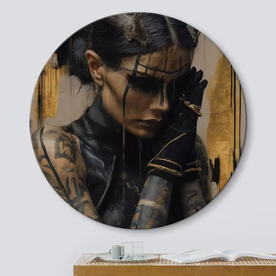 carta da parati Donna con le corna dall'aspetto tenebroso con linee nere sul viso nr. r46144