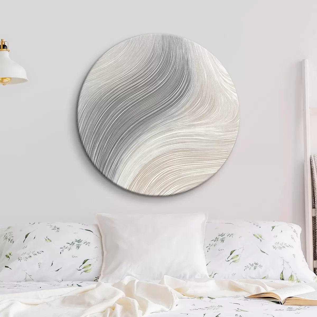 Quadri rotondi Linee astratte e morbide in tonalità neutre r46154