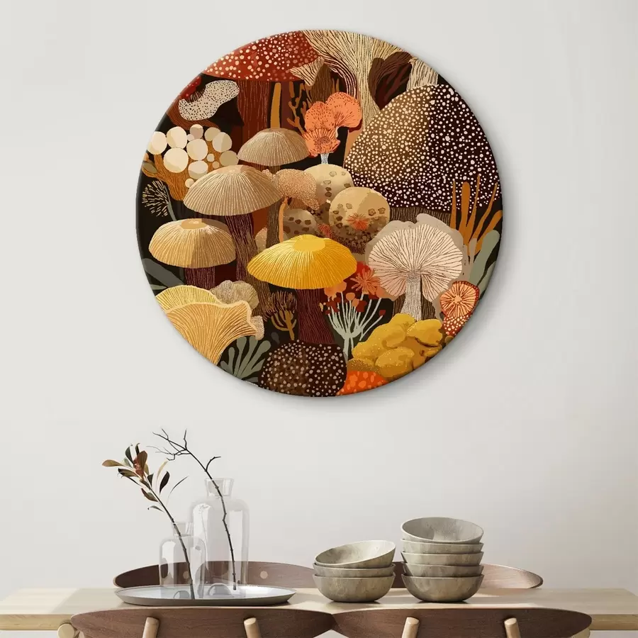 carta da parati Composizione di vari funghi di bosco dai toni caldi nr. r46170