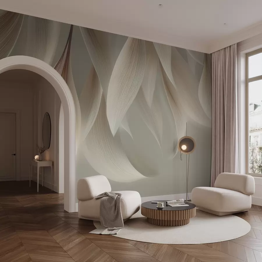 carta da parati Foglie pendenti con contorno stilizzato nr. w04706