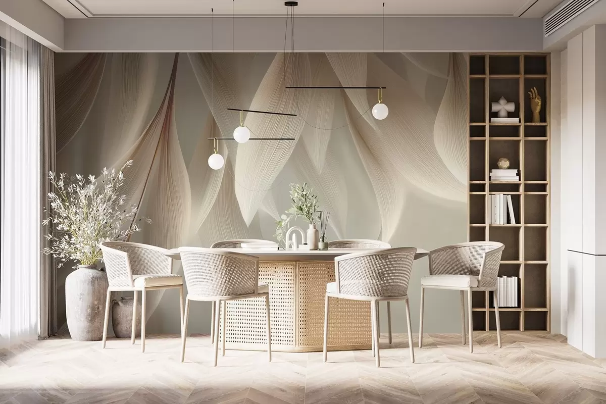 carta da parati Foglie pendenti con contorno stilizzato nr. w04706