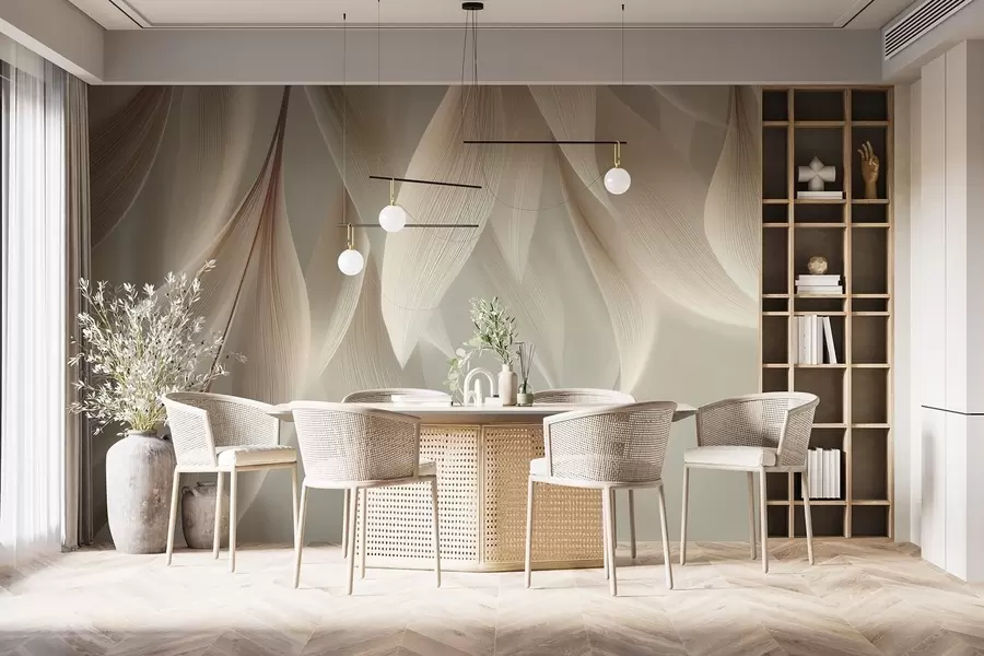 carta da parati Foglie pendenti con contorno stilizzato nr. w04706