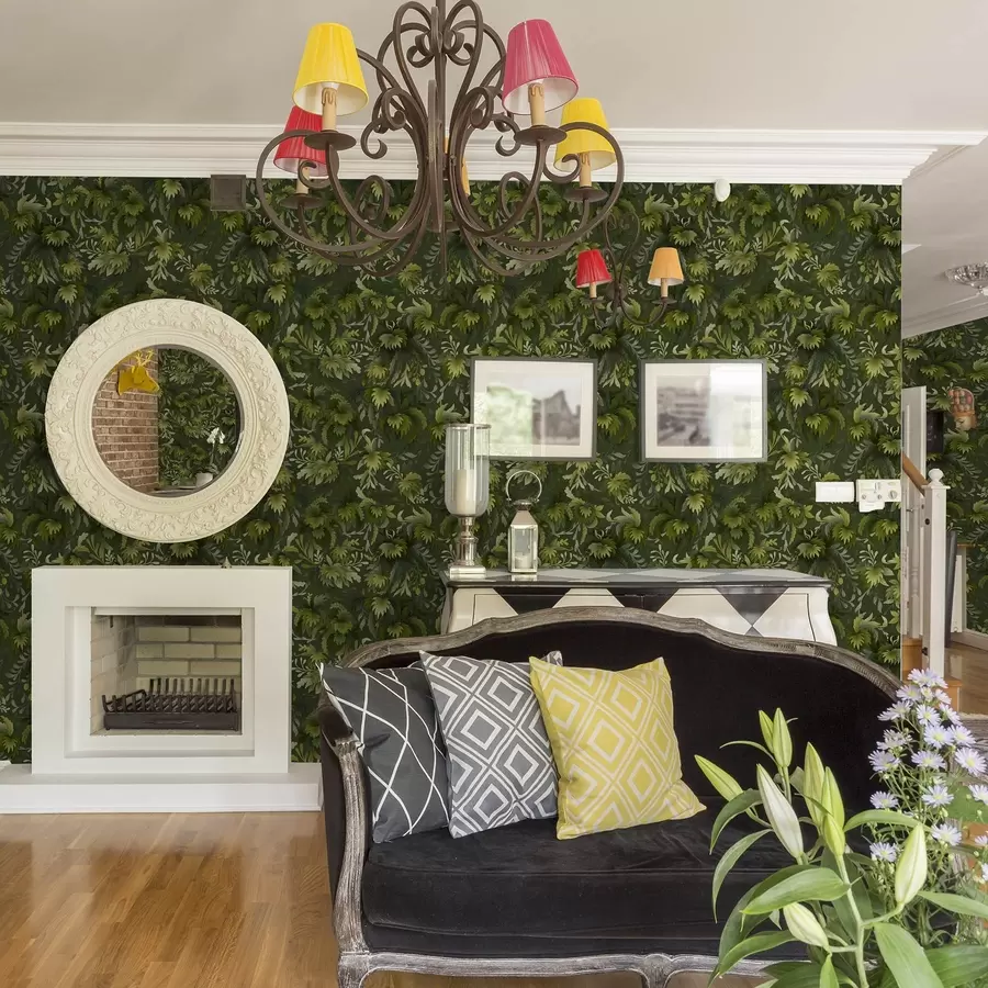 carta da parati Fogliame verde intenso su sfondo verde scuro nr. a00805