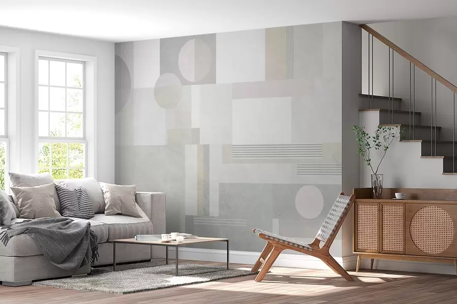 carta da parati geometria astratta nei toni del grigio e del beige nr. w04635