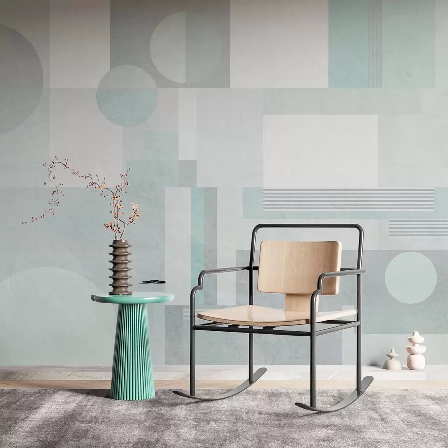 carta da parati geometria astratta nei toni del grigio-verde nr. w04635v3