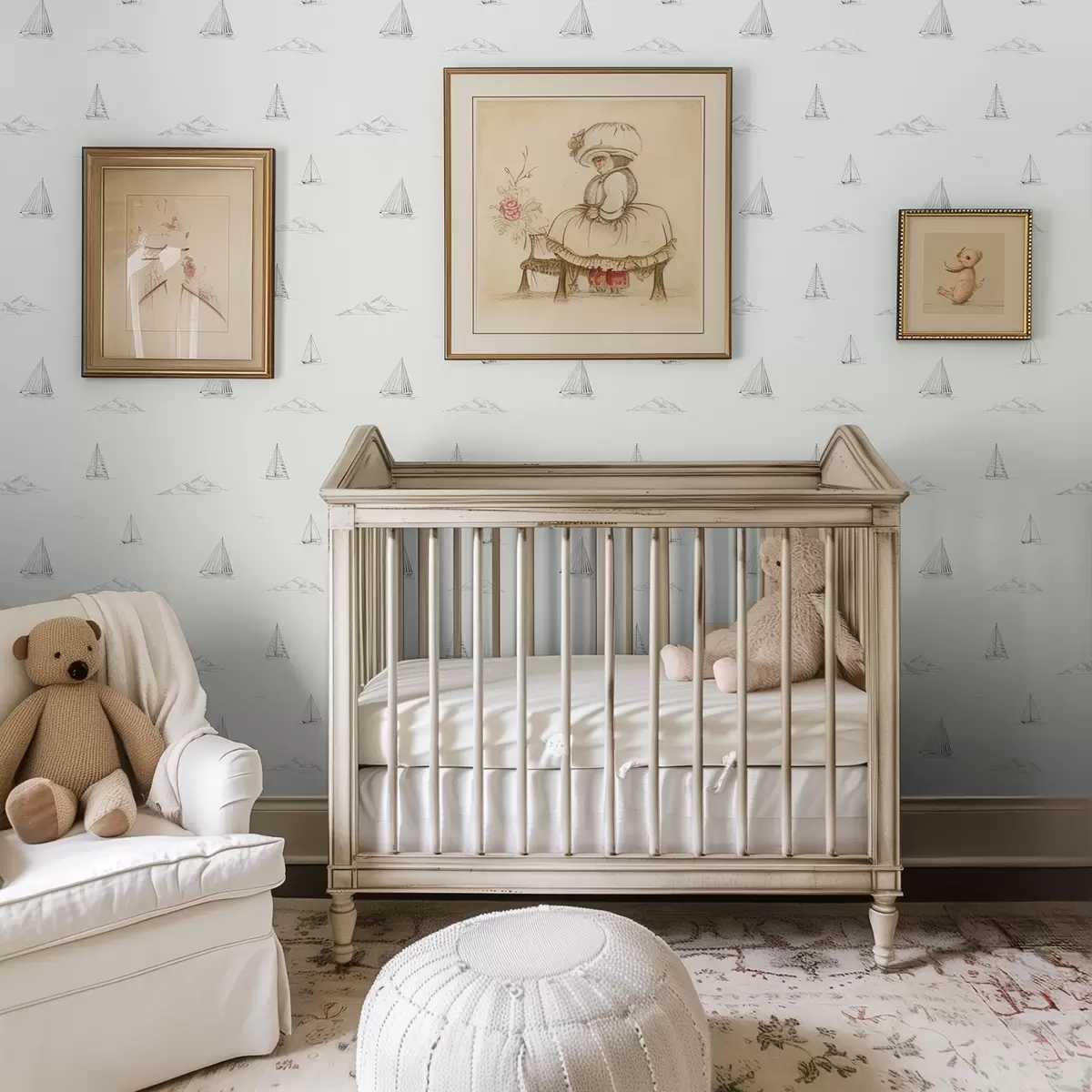 Carta da parati Disegna yacht e isole, sfondo chiaro a00654v2