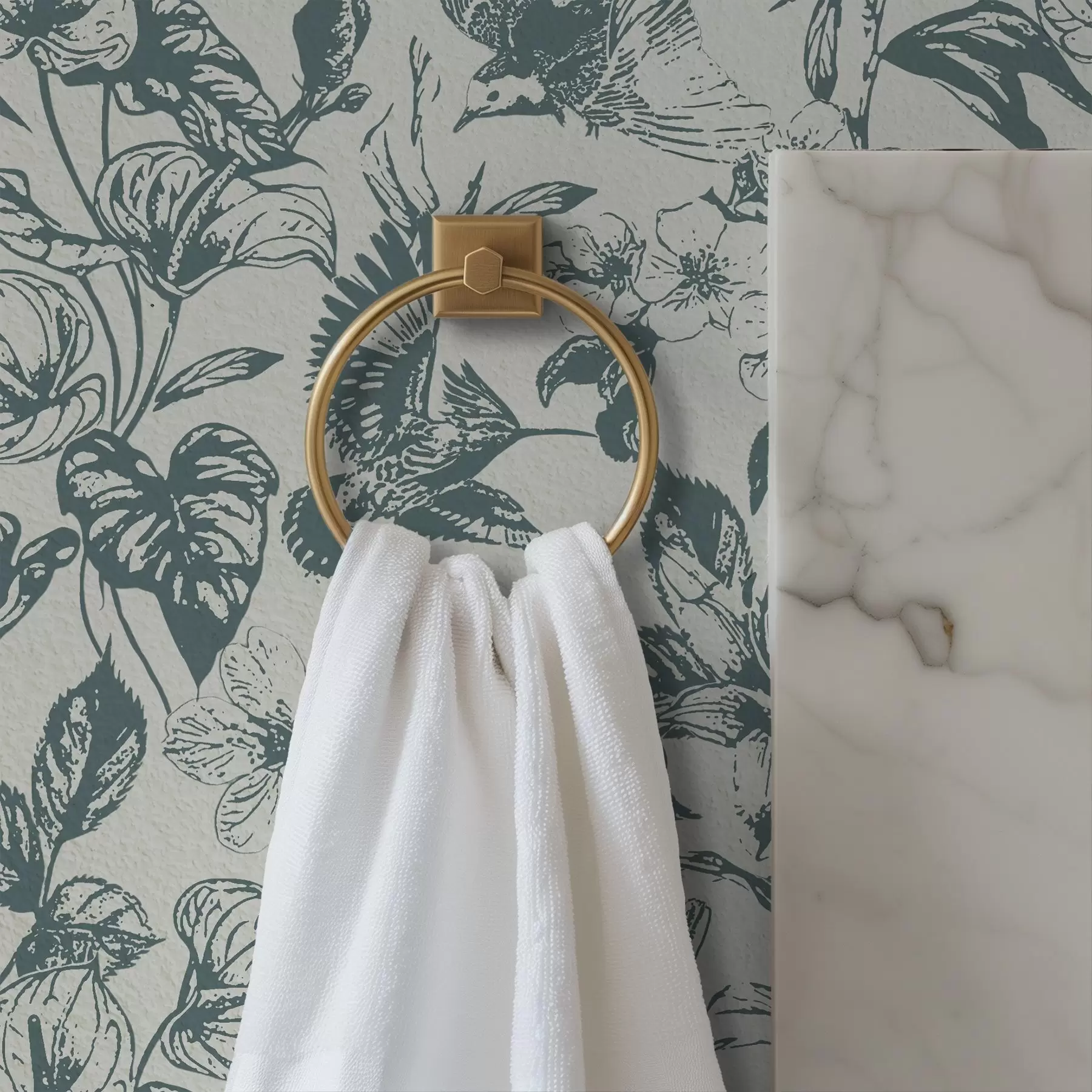 carta da parati Ornamento floreale monocromatico con uccelli nr. a00737