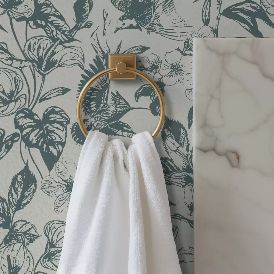 carta da parati Ornamento floreale monocromatico con uccelli nr. a00737