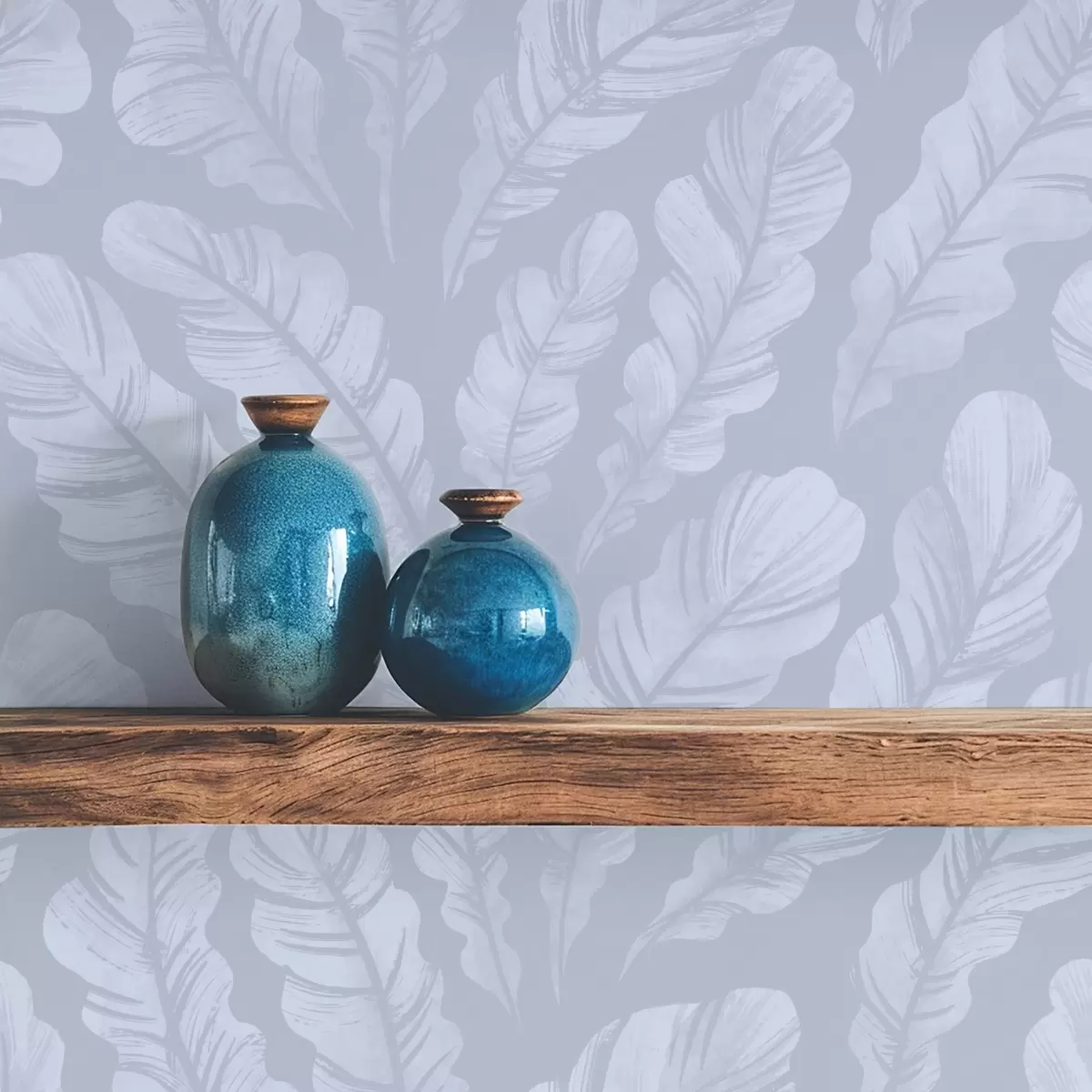 Carta da parati Grandi piume nei toni del grigio-azzurro chiaro a00839v1