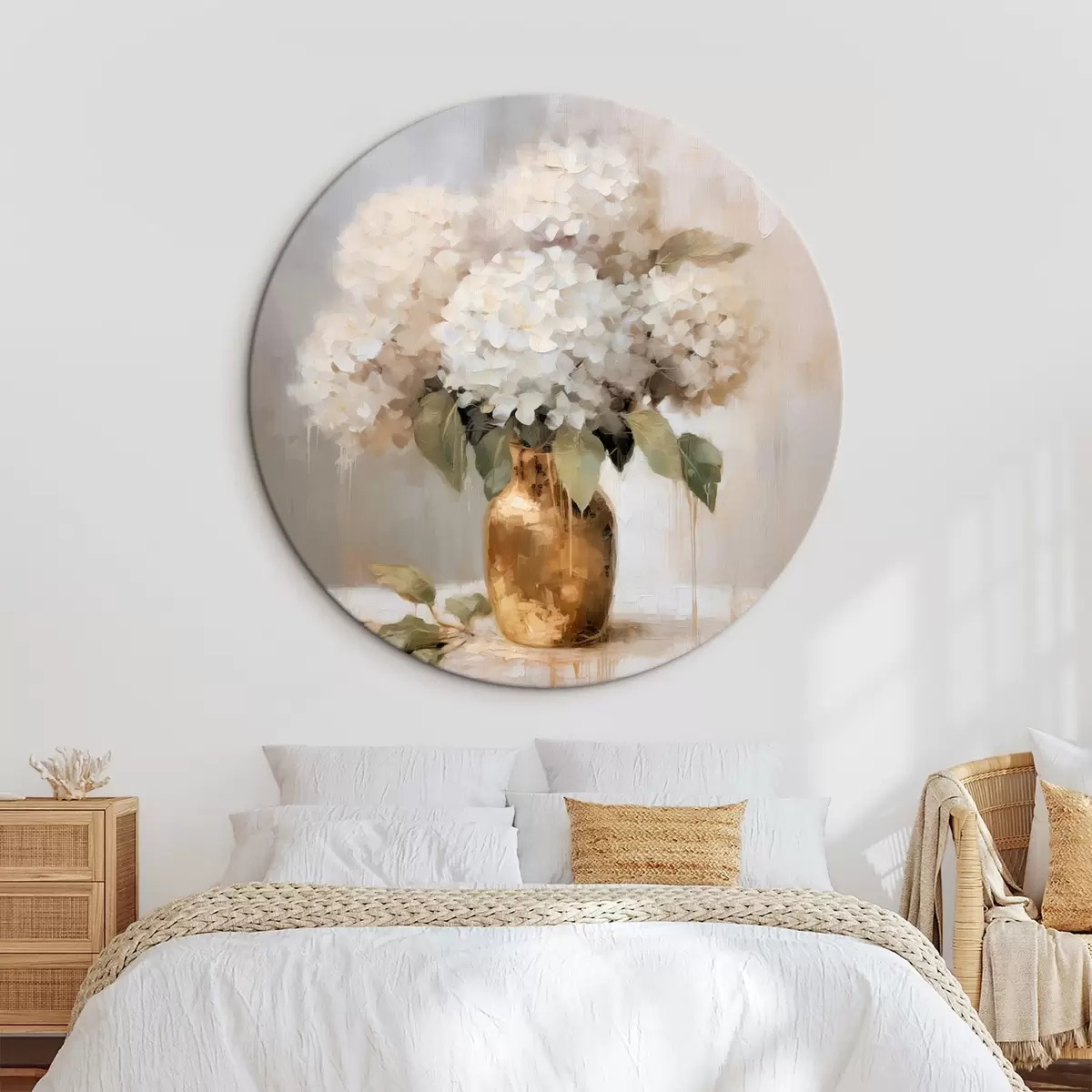 Quadri rotondi Delicato bouquet di ortensie in un vaso r46263