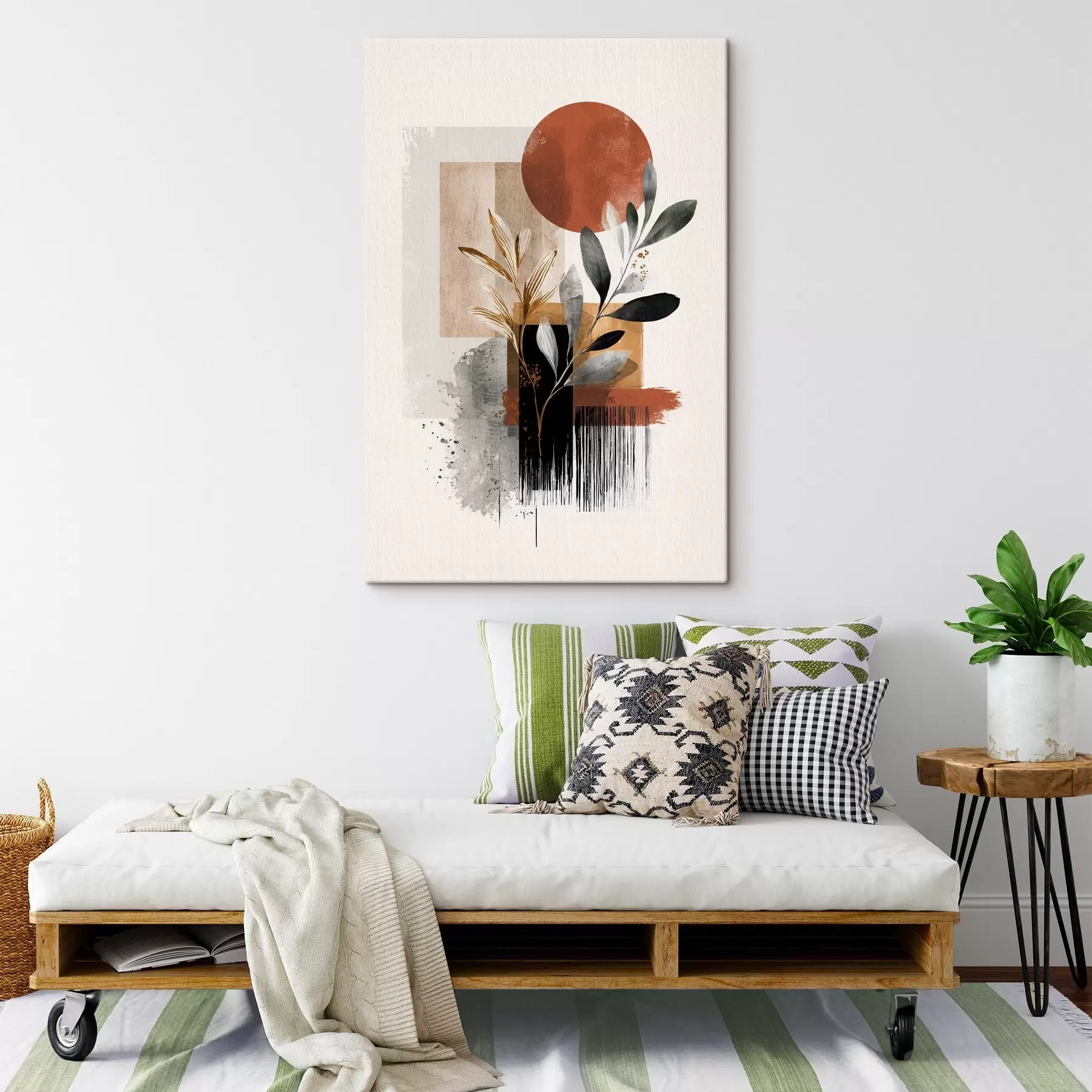 carta da parati Geometria e foglie Astrazione nr. s46388