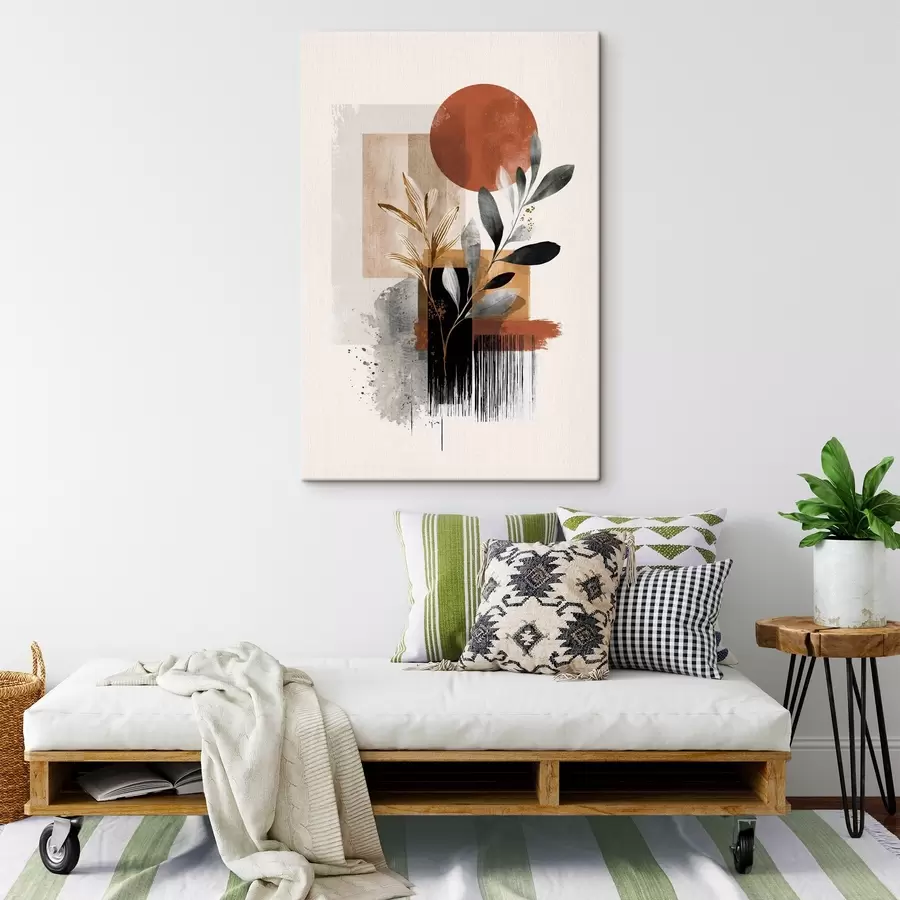 carta da parati Geometria e foglie Astrazione nr. s46388