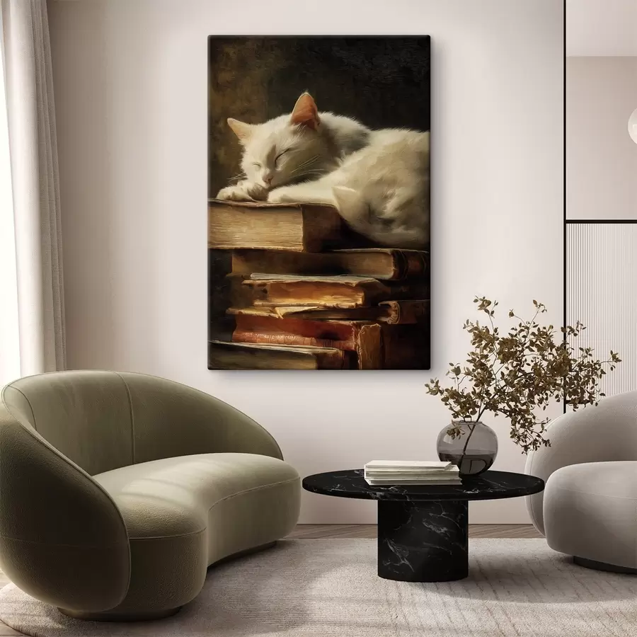 carta da parati Gatto sui libri nr. s46428