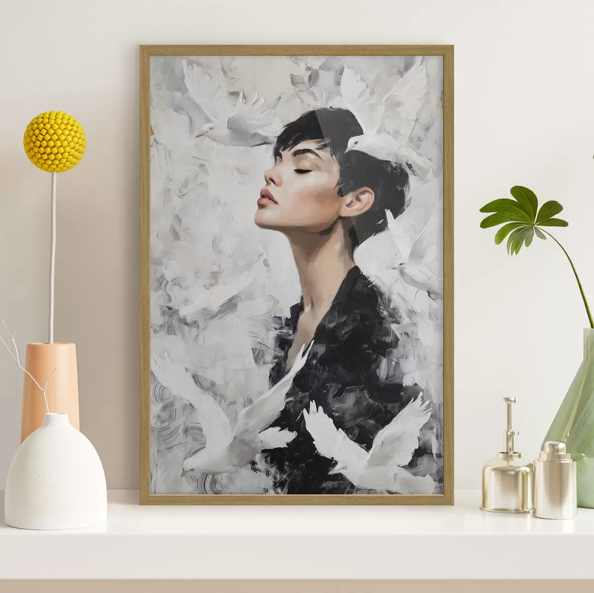 Poster Ragazza e uccelli f46365