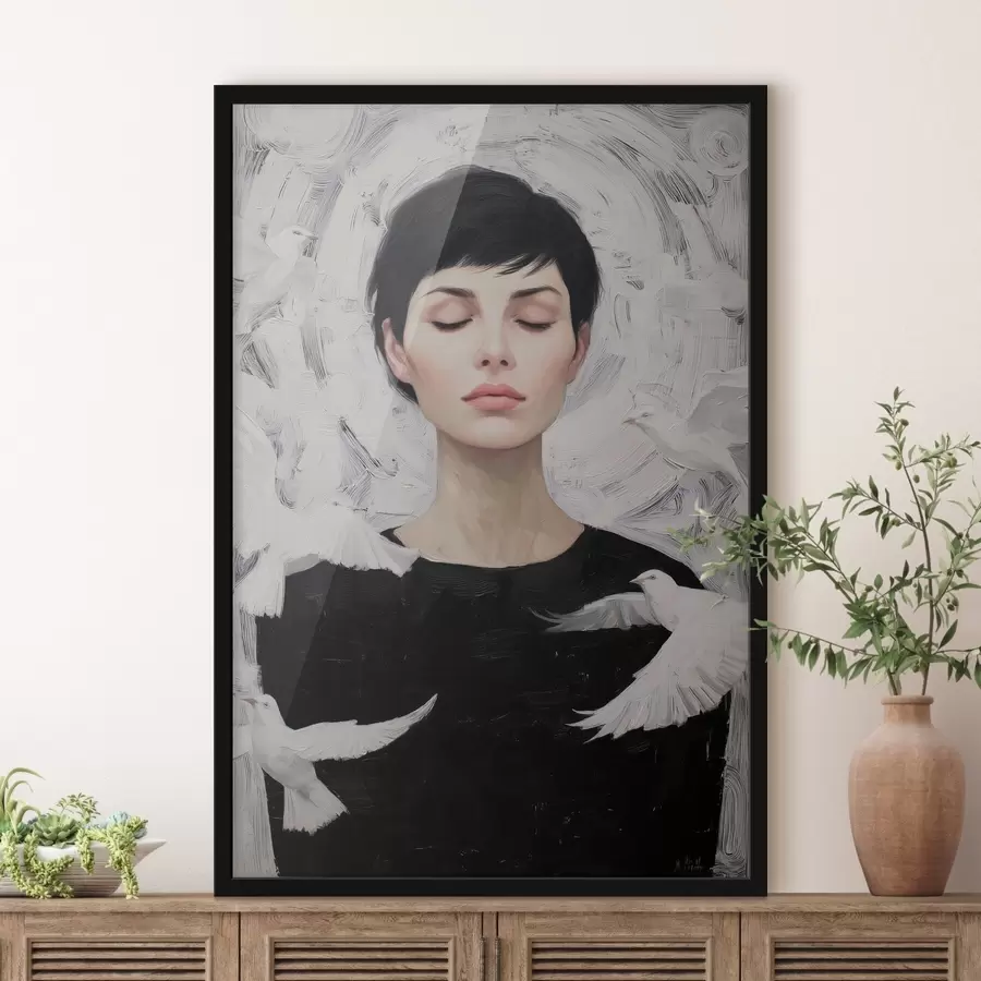 carta da parati Ragazza con uccelli nr. f46368