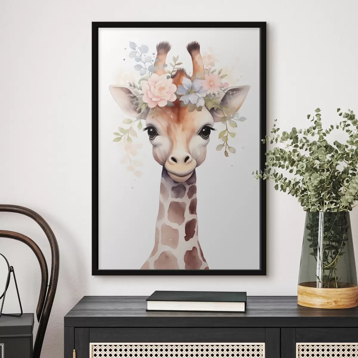Poster Giraffa con fiori f46382