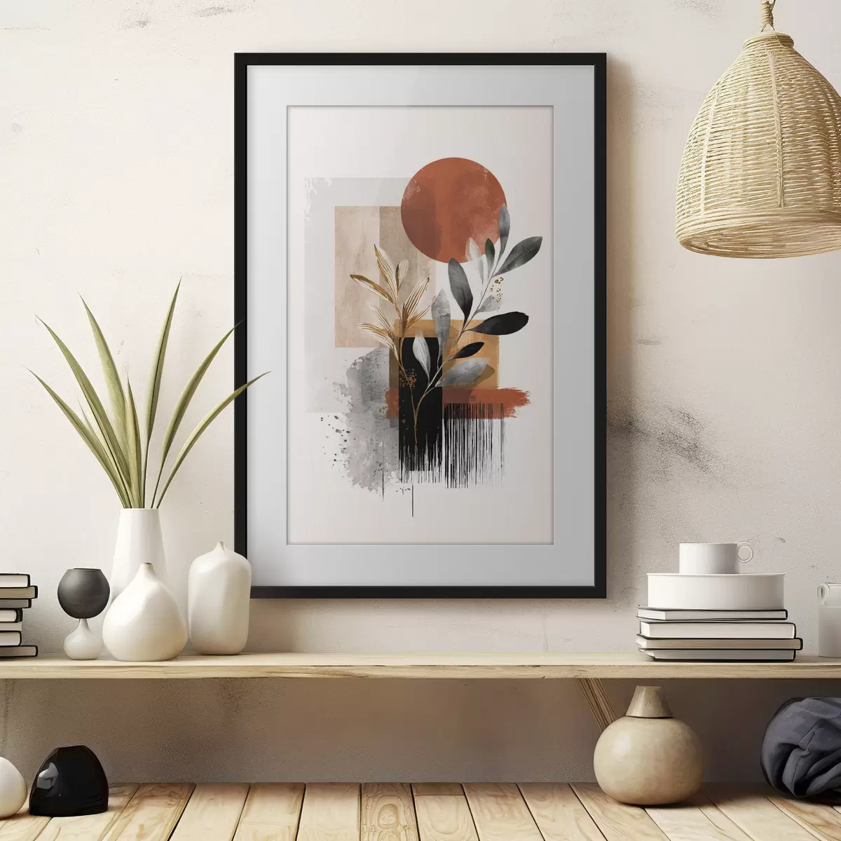Poster Geometria e foglie Astrazione f46388
