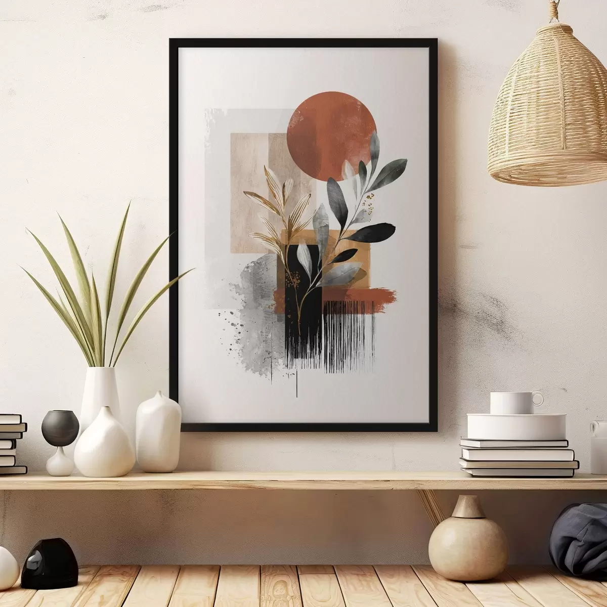 Poster Geometria e foglie Astrazione f46388