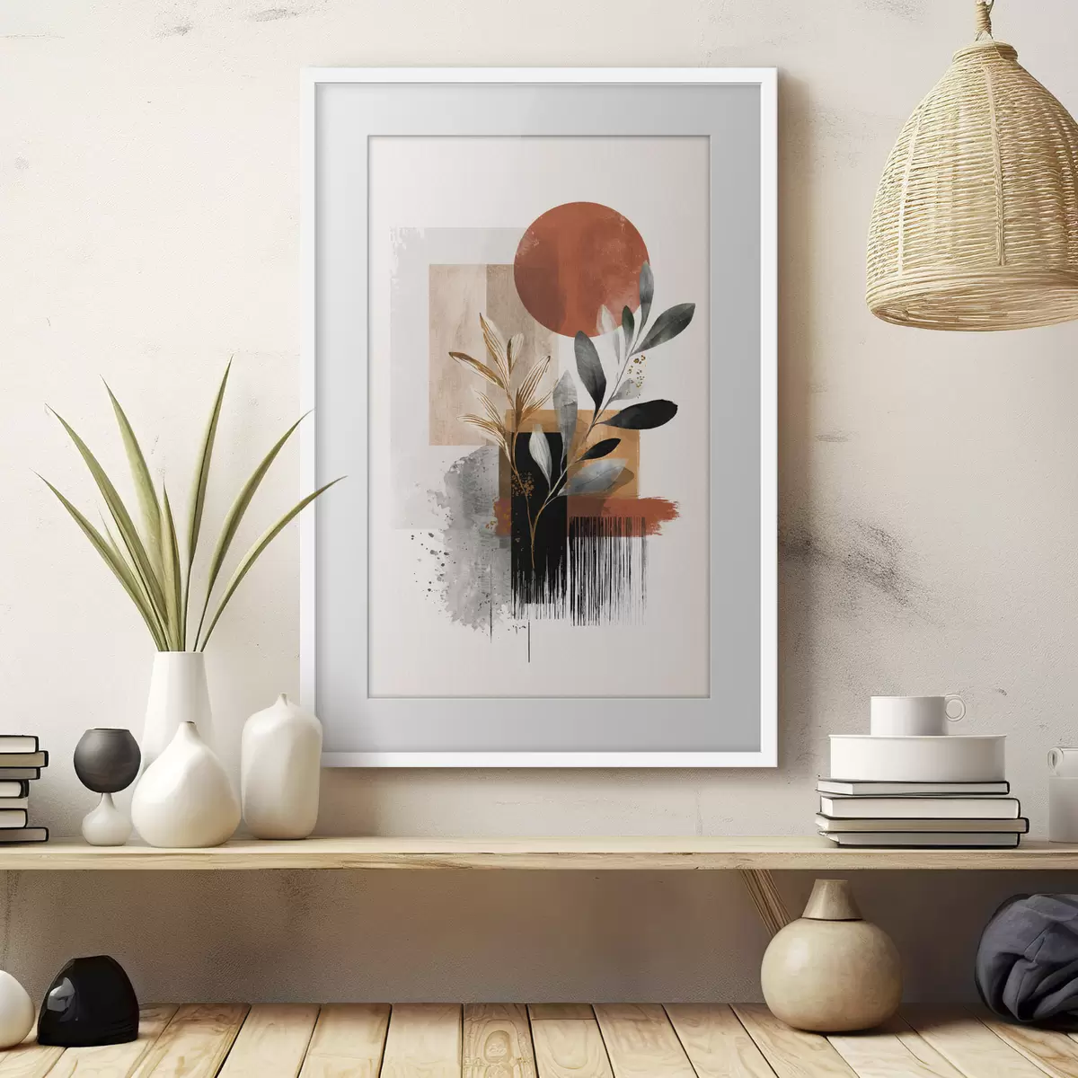 Poster Geometria e foglie Astrazione f46388