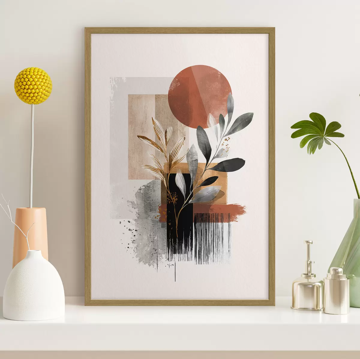 Poster Geometria e foglie Astrazione f46388